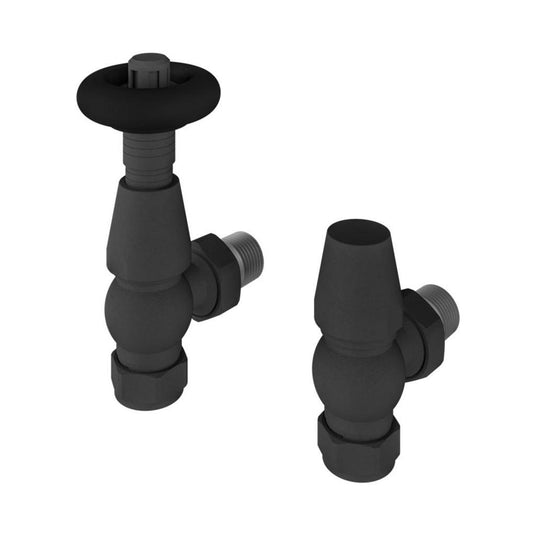 Eastbrook Angled Traditional TRV with Lockshield 15mm Matt Anthracite | 54.0033