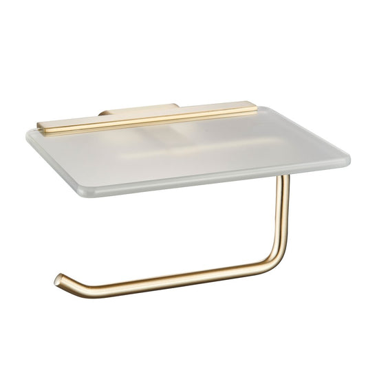Eastbrook Asti Toilet Roll Holder with Glass Shelf Brushed Brass | 52.444