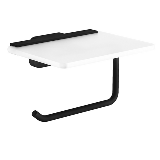 Eastbrook Asti Toilet Roll Holder with Glass Shelf Matt Black | 52.424