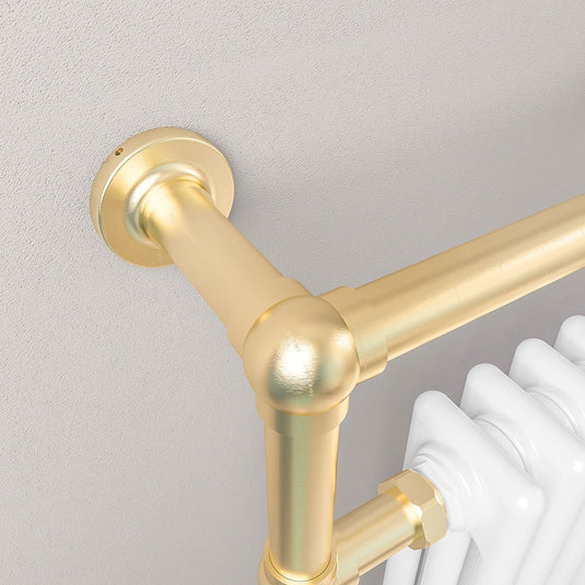Eastbrook Avon Traditional 960 x 429mm Towel Radiator Brushed Brass / Gloss White | 41.0804