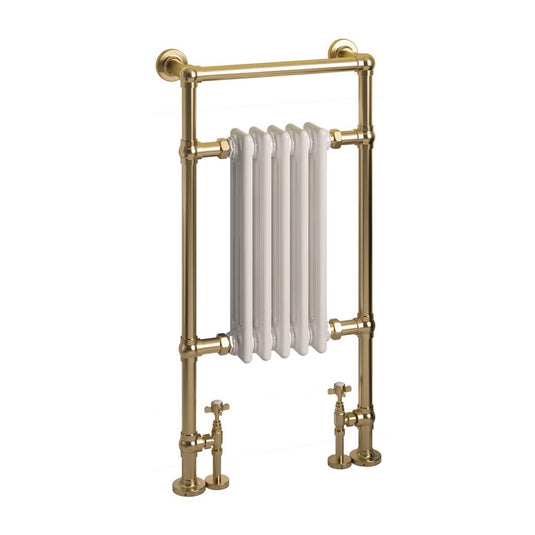 Eastbrook Avon Traditional 960 x 500mm Towel Radiator Brushed Brass / Gloss White | 41.0805