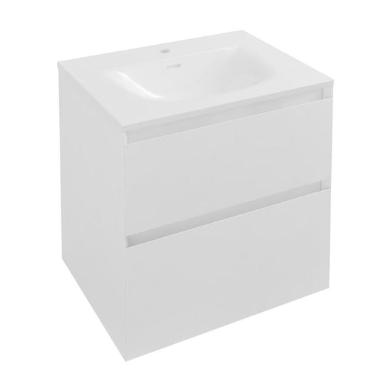 Eastbrook Badbury 600mm Wall Hung 2 Drawer Vanity Unit - High Gloss White | 72.0024