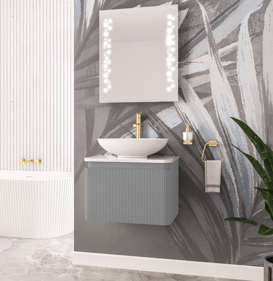 Eastbrook Belice Fluted 600mm Wall Hung Vanity Unit Grey | 37.1034