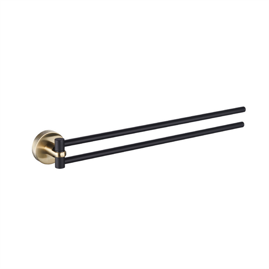 Eastbrook Catania 406mm Double Split Towel Rail Matt Black/Brushed Brass | 52.512