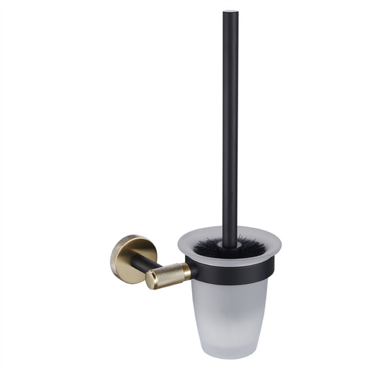Eastbrook Catania Toilet Brush and Glass Holder Matt Black/Brushed Brass | 52.507