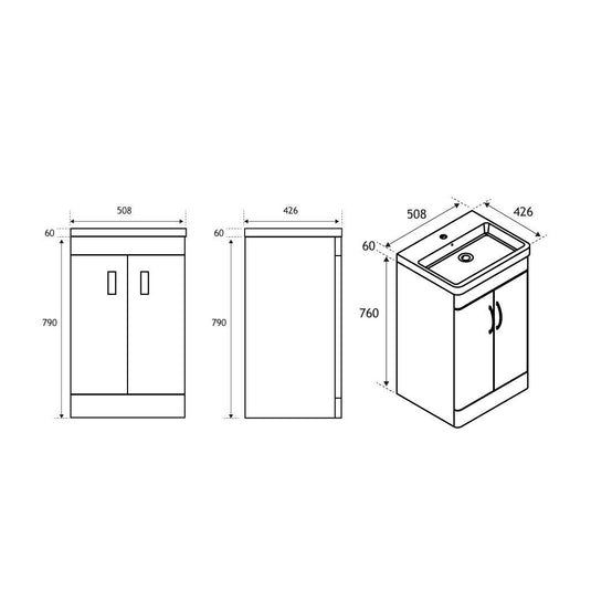 Eastbrook Cavone 500mm Door Base Vanity Unit Matt Grey | 36.0043