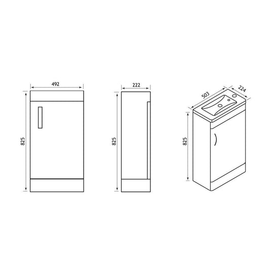 Eastbrook Cavone 500mm Single Door Base Vanity Unit Matt Grey | 36.0079