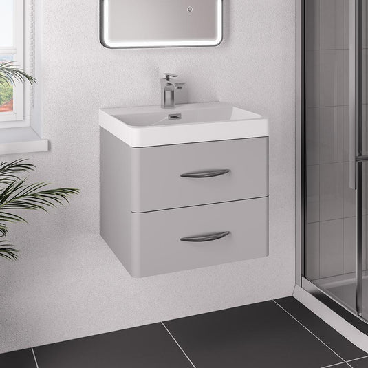 Eastbrook Cavone 600mm Wall Hung Drawer Vanity Unit Matt Grey | 36.0035