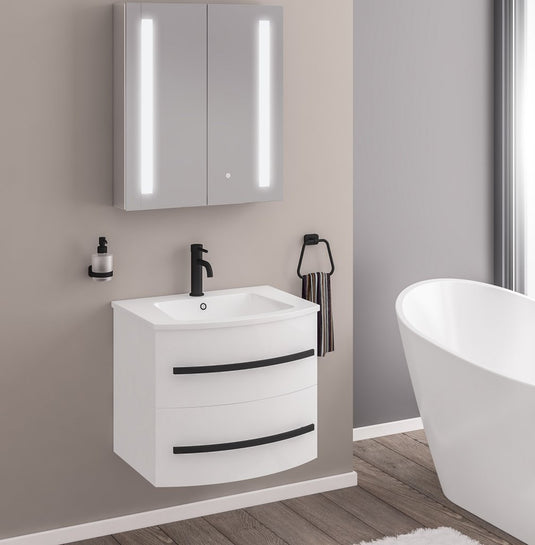 Eastbrook Centa 600mm Curved Wall Hung Vanity Unit High Gloss White | 37.1035