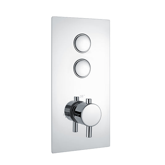 Eastbrook Concealed Thermostatic Shower Valve Double Round Push Button Chrome | 93.0030