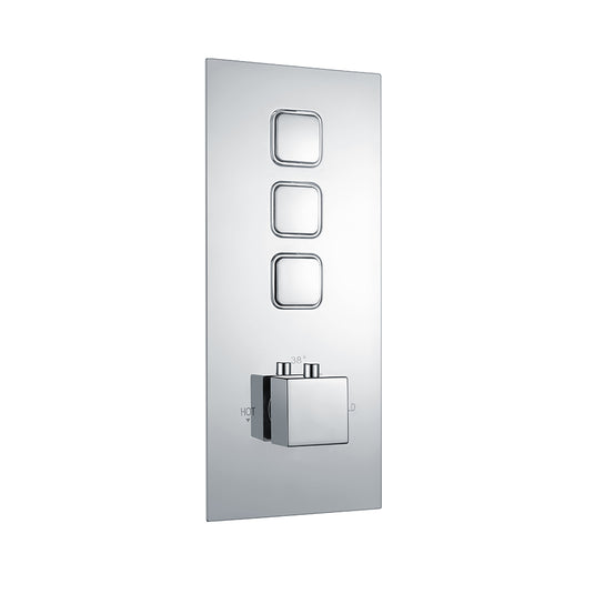 Eastbrook Concealed Thermostatic Shower Valve Triple Square Push Button Chrome | 93.0034