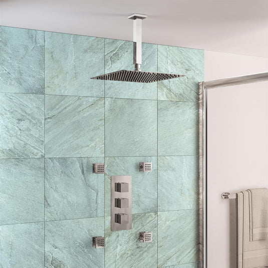 Eastbrook Concealed Valve, Rectangle Shower Head, Square Jets & Square Shower Arm - Chrome - BND006 - Envy Bathrooms Ltd