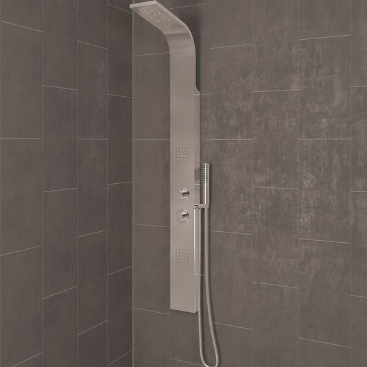 Eastbrook Conway Shower Panel with Thermostatic Valve, Body Jets, Round Shower Handset & Hose Stainless Steel | 80.0002
