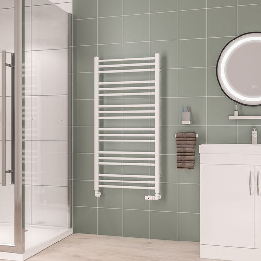 Eastbrook Corinium Round Towel Rail 1200x600mm Gloss White | 89.1545