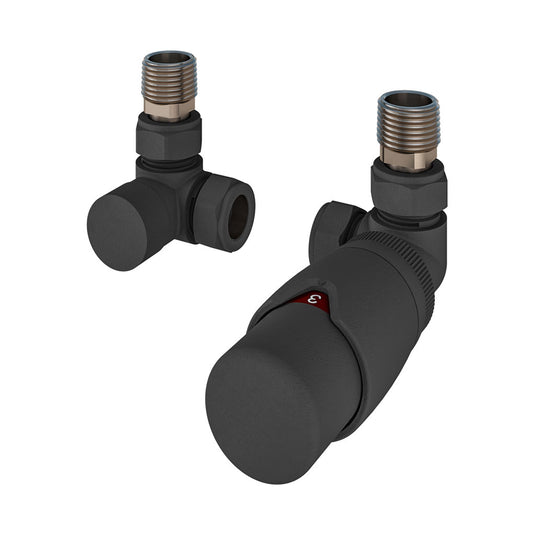 Eastbrook Corner Designer TRV with Lockshield 15mm Matt Anthracite | 54.0023