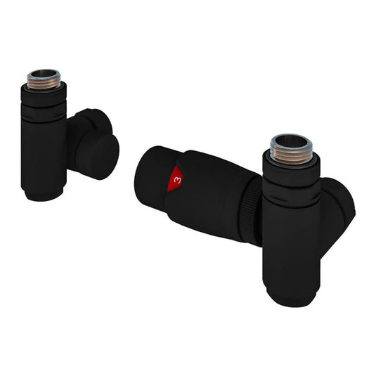 Eastbrook Corner Dual Fuel TRV and Lockshield Valve 15mm Matt Black | 54.0028