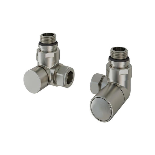Eastbrook Corner Radiator Valves Pair Brushed Nickel | 54.0070