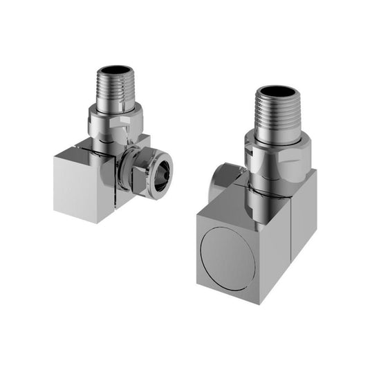 Eastbrook Corner Square Radiator Valves Pair Chrome | 54.0061