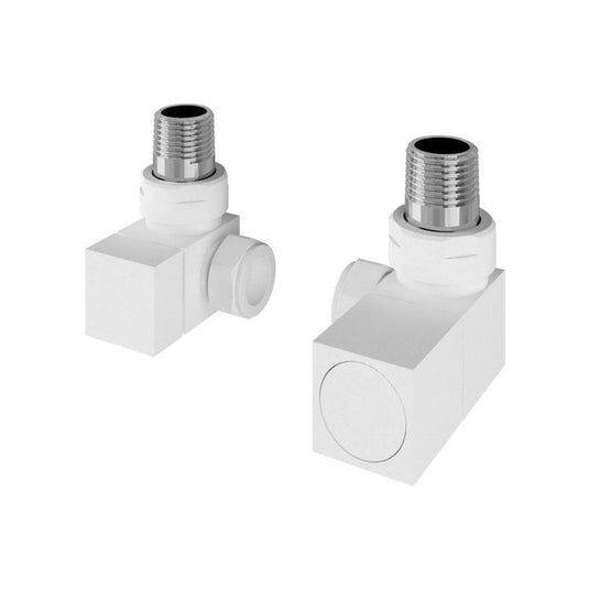 Eastbrook Corner Square Radiator Valves Pair Matt White | 54.0062