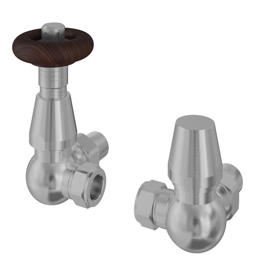 Eastbrook Corner Traditional TRV with Lockshield 15mm Satin Nickel | 54.0011