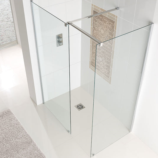 Eastbrook Corniche 1950mm x 1150mm (8mm) Easy Clean Walk-In Front Panel for 1700mm Tray - Chrome | 69.0119