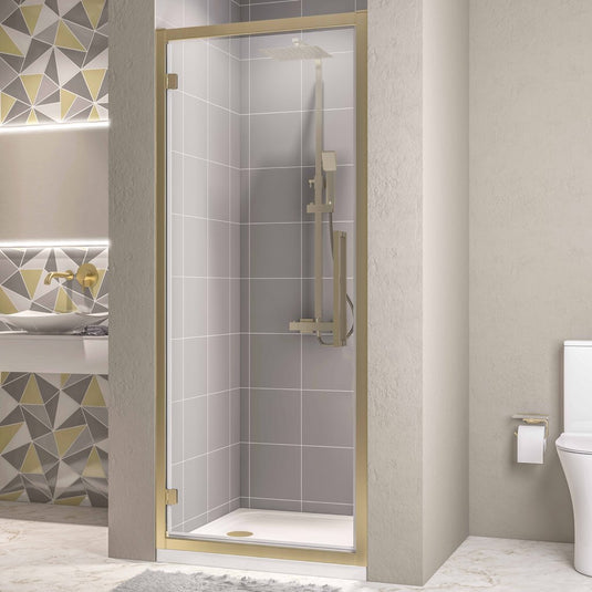 Eastbrook Corniche 2000 Framed Hinged Shower Door 800x2000mm Brushed Brass | 49.3114