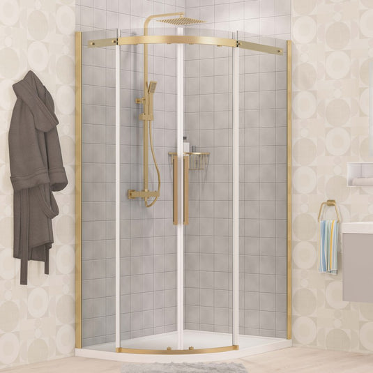 Eastbrook Corniche 2000 Offset Quadrant Shower Enclosure LH 1100x800mm Brushed Brass | 49.3252