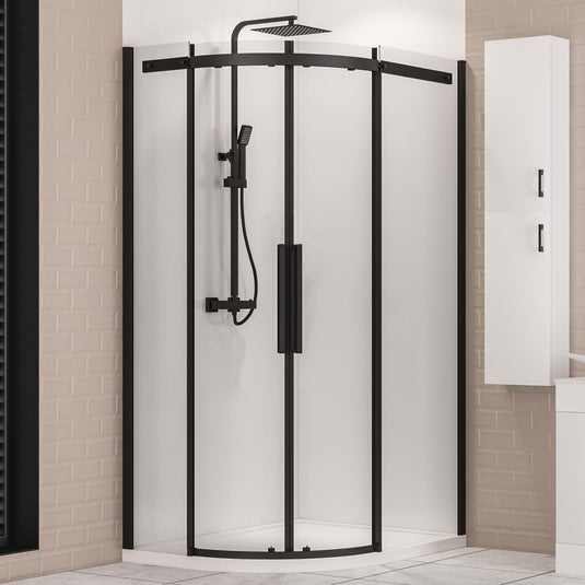 Eastbrook Corniche 2000 Offset Quadrant Shower Enclosure LH 1100x800mm Matt Black | 49.3241