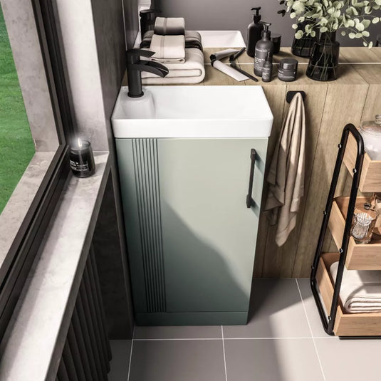 Eastbrook Cranham 40cm Floorstanding Cloakroom Washbasin Unit Sage Green | 77.0028 - Envy Bathrooms Ltd