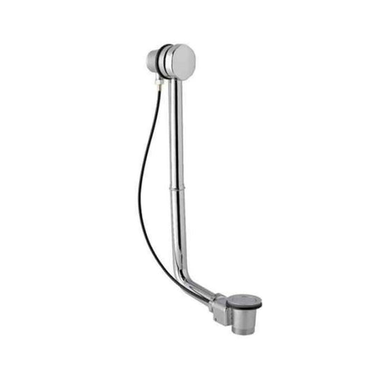 Chrome bath waste and overflow kit with flexible pipe and round stopper