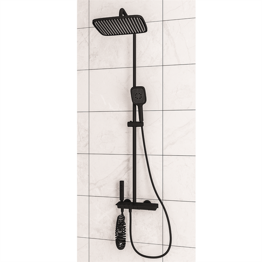 Eastbrook Exposed Thermostatic Shelf Shower Set Black | 71.0002