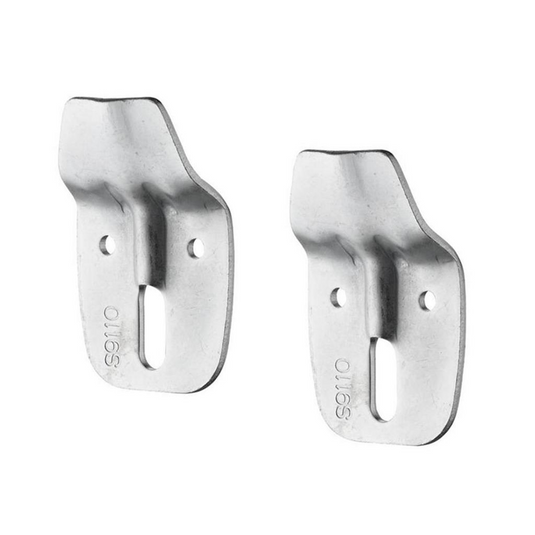 Pair of metal wall brackets with mounting holes for bathroom fixtures
