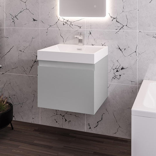 Eastbrook Gravina 500mm Single Drawer Wall Hung Unit High Gloss Grey | 36.0058