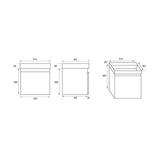 Eastbrook Gravina 500mm Single Drawer Wall Hung Unit High Gloss Grey | 36.0058