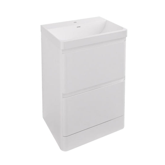 Eastbrook Grovely 600mm 2 Drawer Base Vanity Unit High Gloss White | 37.2072