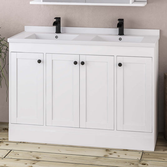 Eastbrook Hardwick 1200mm Straight Double Bowl Floorstanding Vanity Unit Matt White | 36.2051