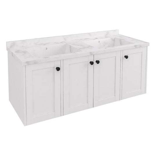 Eastbrook Hardwick 1200mm Straight Double Bowl Wall Hung Vanity Unit Matt White | 36.2064