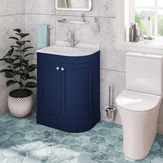 Eastbrook Hardwick 600mm Corner Vanity Unit (LH) Matt Cobalt Blue | 36.0065