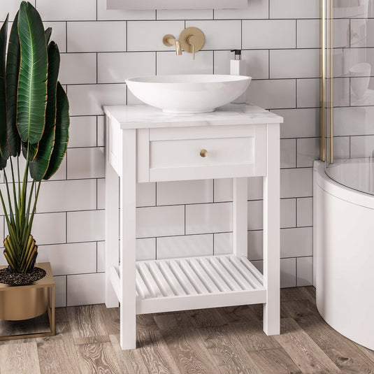 Eastbrook Hardwick 600mm Floor Standing Washstand Matt White | 36.2024