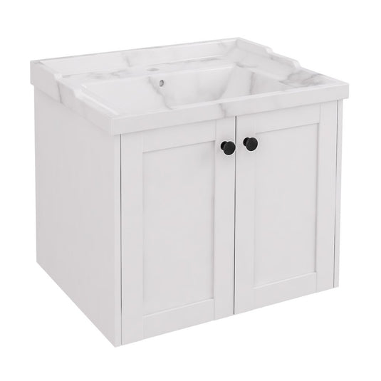 Eastbrook Hardwick 600mm Straight Wall Hung Vanity Unit Matt White | 36.2057