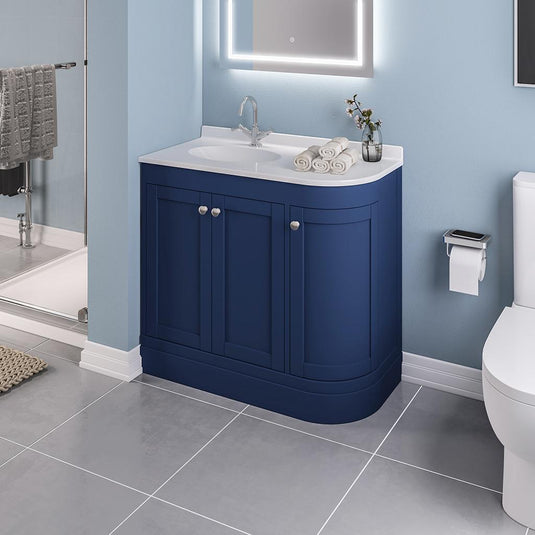 Eastbrook Hardwick 900mm Corner Vanity Unit (RH) Matt Cobalt Blue | 36.0068
