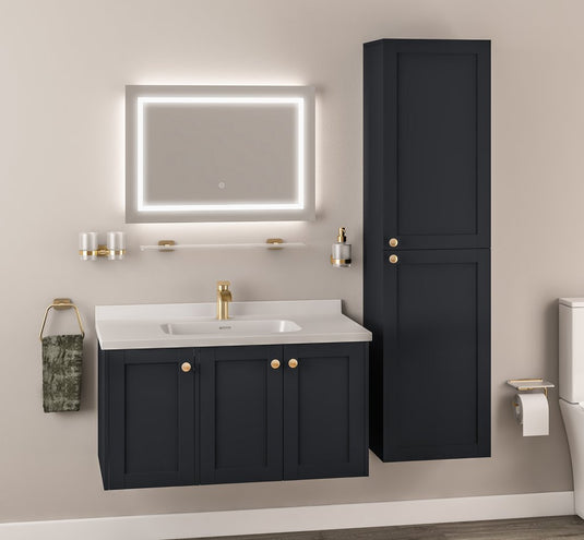 Eastbrook Hardwick Tall 2 Door Wall Hung Unit Matt Anthracite | 36.3014