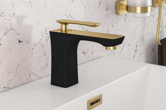 Eastbrook Helston Basin Mono inc Waste Matt Smooth Black Brushed Brass | 93.1001