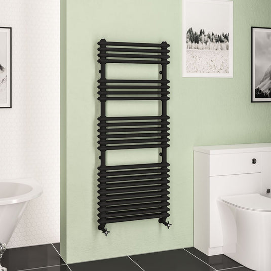 Eastbrook Imperia 2 1430 x 600mm Column Towel Multirail Matt Black | 41.0837