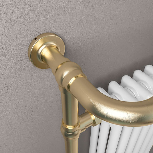 Eastbrook Isbourne Traditional 940 x 507mm Towel Radiator Brushed Brass / Gloss White | 41.0809