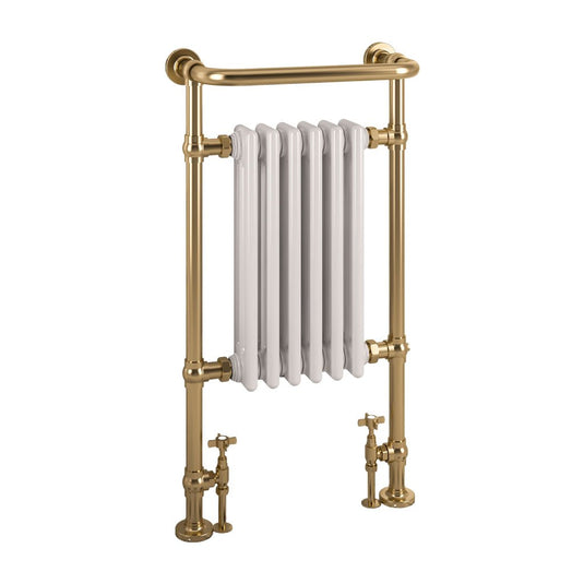 Eastbrook Isbourne Traditional 940 x 507mm Towel Radiator Brushed Brass / Gloss White | 41.0809