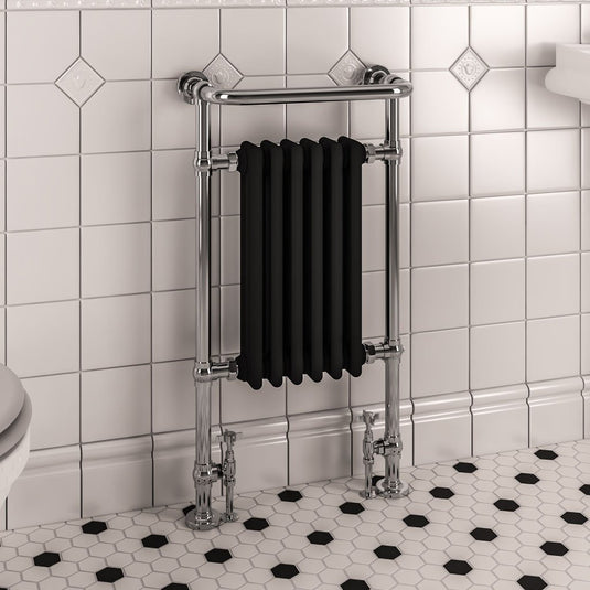 Eastbrook Isbourne Traditional 940 x 507mm Towel Radiator Chrome / Matt Black | 41.0808