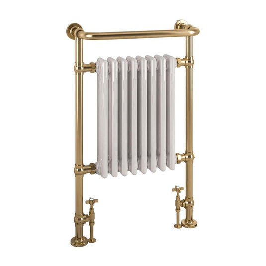Eastbrook Isbourne Traditional 940 x 600mm Towel Radiator Brushed Brass / Gloss White | 41.0709