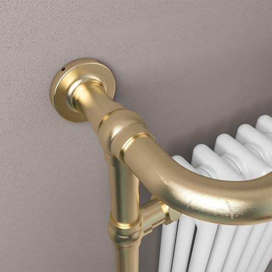 Eastbrook Isbourne Traditional 940 x 600mm Towel Radiator Brushed Brass / Gloss White | 41.0709