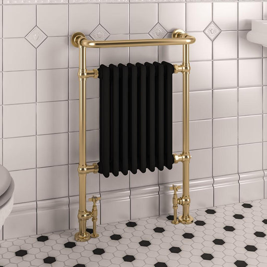 Eastbrook Isbourne Traditional 940 x 600mm Towel Radiator Brushed Brass/Matt Black | 41.1031